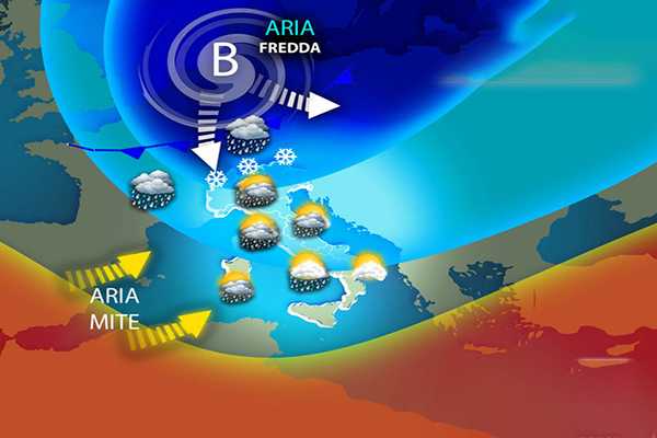 Previsioni meteo: settimana meteorologica agitata in Italia con pioggia, neve e il ritorno del gel