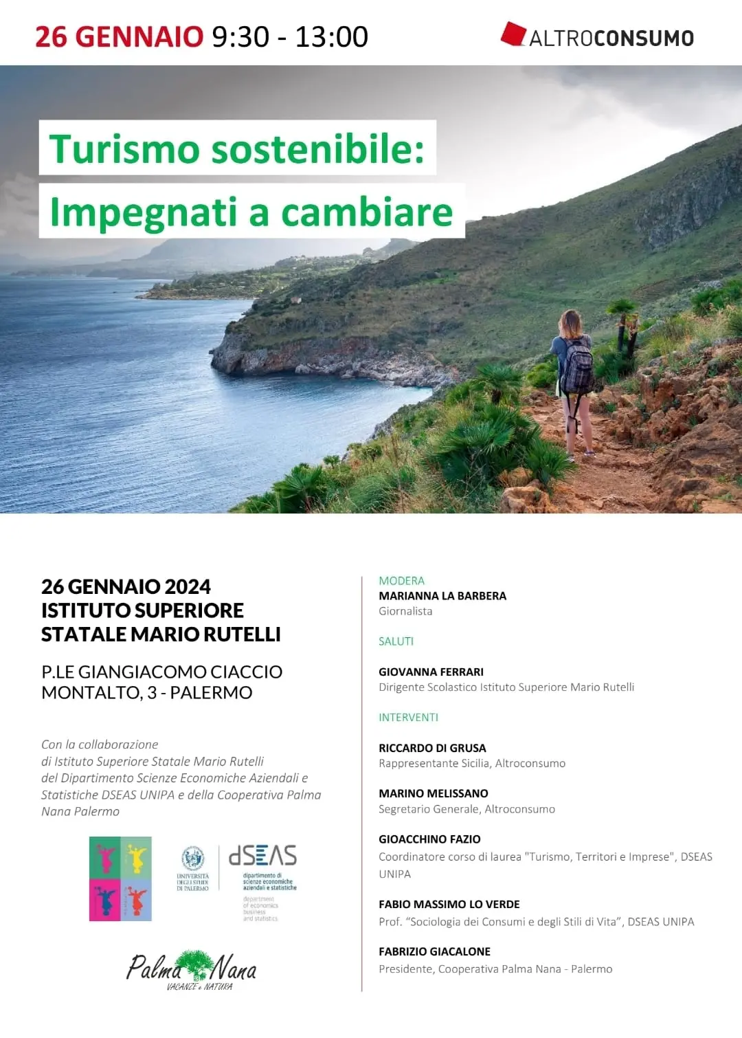 Altroconsumo incontra gli studenti palermitani dell’Istituto Superiore Statale “Mario Rutelli”. Il tema del turismo sostenibile al centro del confronto con docenti e operatori del settore