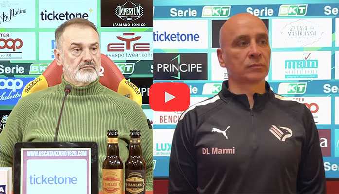 Calcio Serie B. Catanzaro-Palermo: le visioni di Vivarini e Corini dopo un pareggio equilibrato. Video
