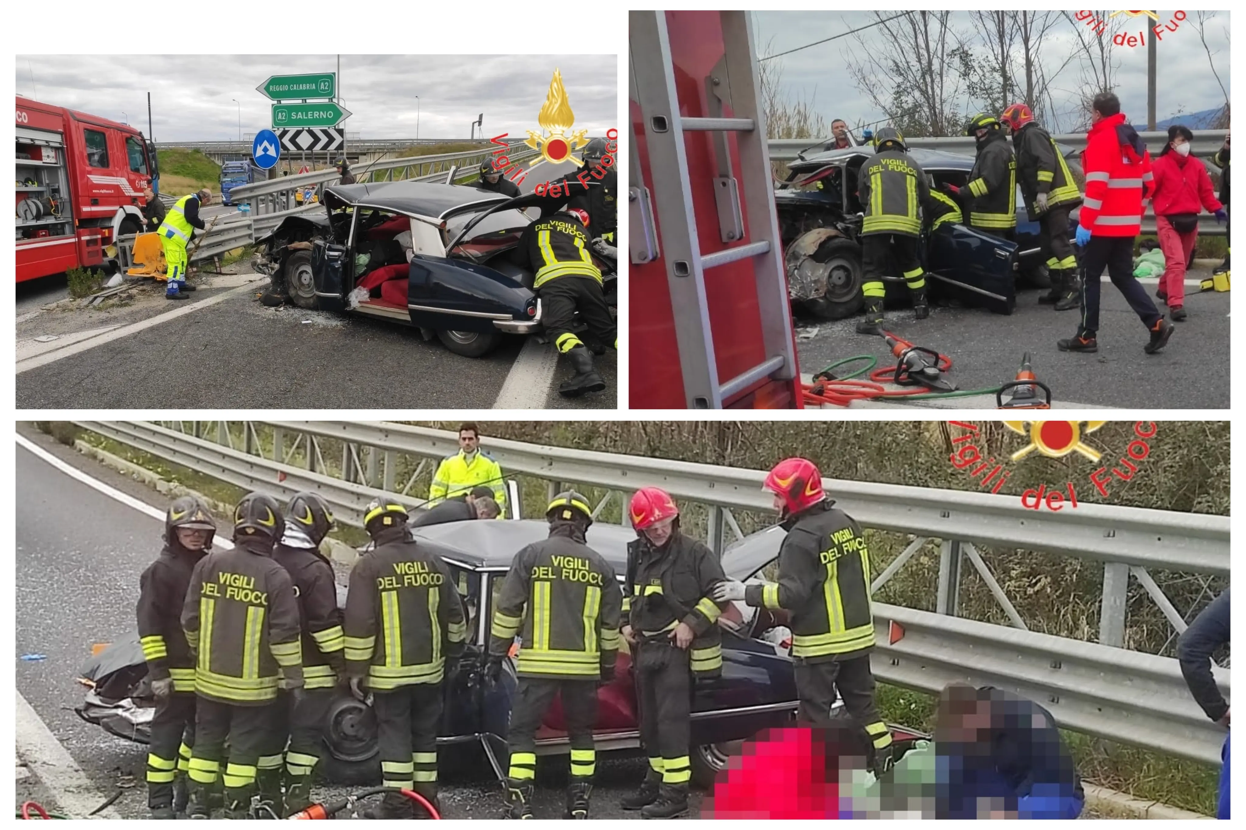 Grave incidente stradale a Lamezia Terme: Deceduto il conducente di una Citroen Pallas, intervento dei Vvf e chiusura svincolo A2 direzione Salerno.