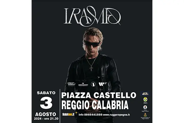 Concerto di Irama il 3 agosto nella splendida Piazza Castello di Reggio Calabria.