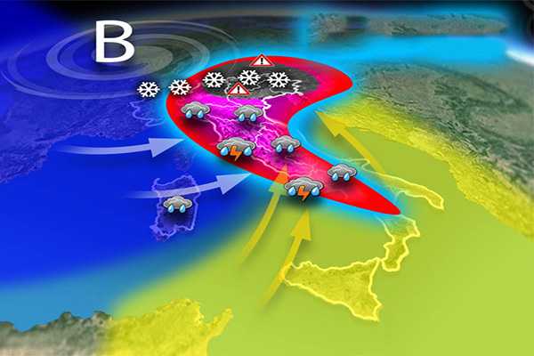 Allerta arancione: ciclone in arrivo, nubifragi e neve mettono a rischio il Centro-Nord e il Sud