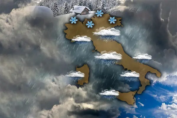 Previsioni meteo: domenica sotto il segno delle precipitazioni, attese piogge e neve