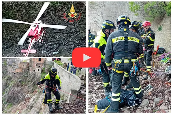 Calabria. Tragedia a Ghorio di Rogudi: giovane escursionista trovato morto in un dirupo. Intervento dei Vvf - Video