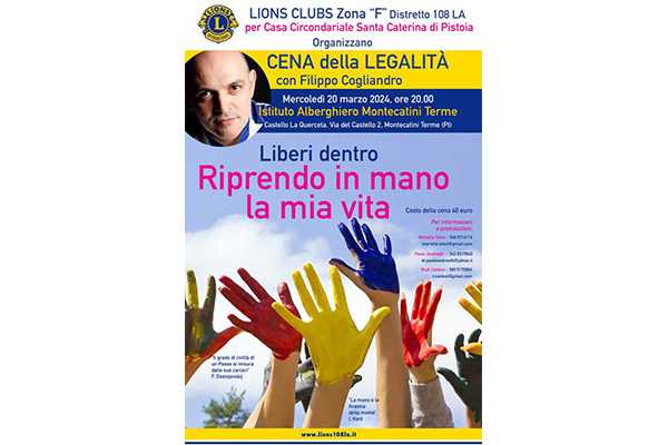 Filippo Cogliandro e LIONS CLUBS Zona “F” Distretto 108 LA per Casa Circondariale Santa Caterina di Pistoia