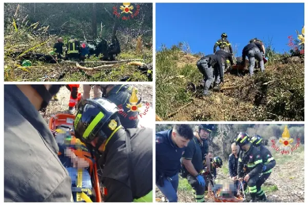 Catanzaro. Drammatico incidente nella Pineta di Siano: auto precipita in burrone. Intervento dei Vvf - Video