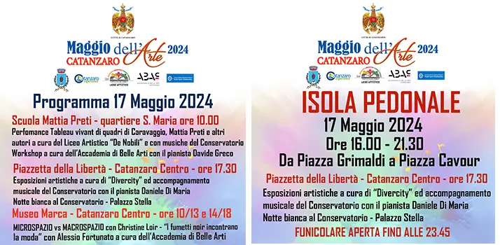 Catanzaro. Maggio dell’Arte, il programma del 17 maggio 2024: su Corso Mazzini isola pedonale