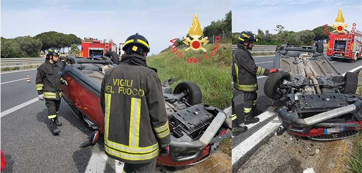 Incidente stradale sull'autostrada A2 vicino allo svincolo di Falerna, intervento dei Vvf