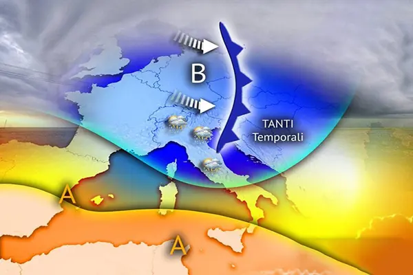 Intensa perturbazione in arrivo: settimana di forti piogge, temporali e grandine su mezza Italia