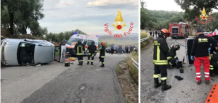 Botricello. Ribaltamento sulla SP6: Vvf Salvano due anziane intrappolate in un'Auto