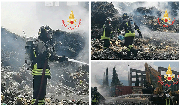 Incendio di rifiuti nella zona industriale di Lamezia Terme: intervento volontari Vvf di Girifalco e Taverna. (Video)