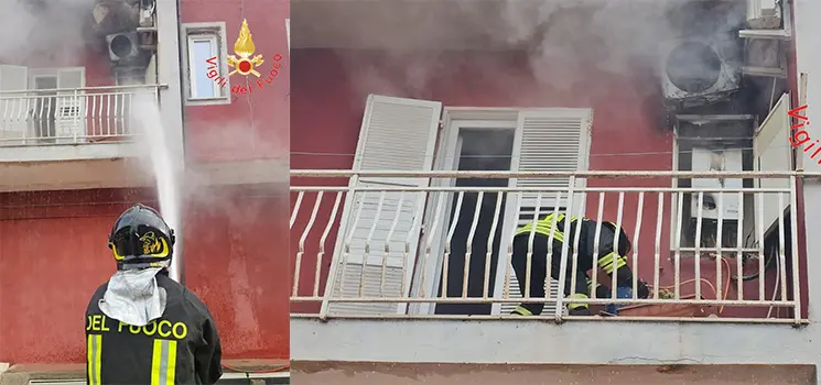 Squadra dei Vvf del comando di Crotone interviene per incendio abitazione