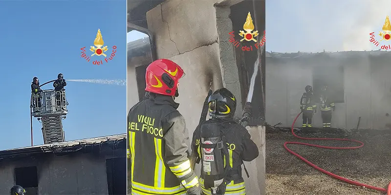 Incendio a Isola Capo Rizzuto: vvf in azione per domare le Fiamme in una casa in costruzione