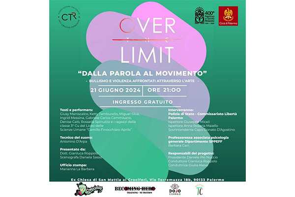 Bullismo e violenza, a Palermo “Over the limit. Dalla parola al movimento”, evento a cura dell’associazione culturale “Creative Theater Red”