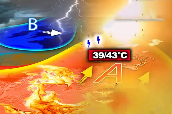 Previsione Meteo: anticiclone Minosse sempre più forte picchi fino a 43°C, poi occhio agli acquazzoni , i dettagli