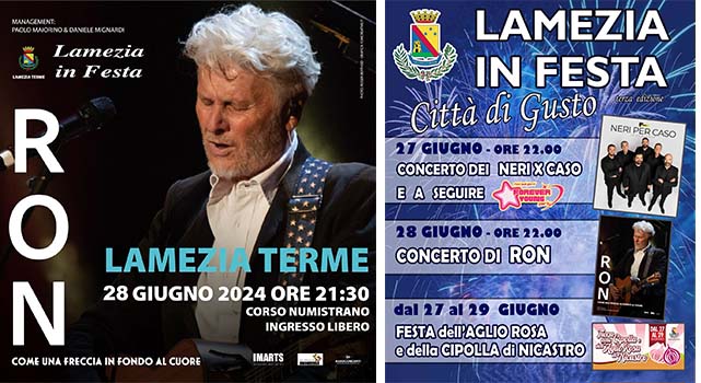 Neri per Caso e Ron per “Lamezia in Festa” giovedì e venerdì su Corso Numistrano