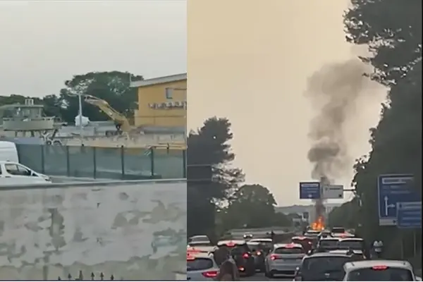 Assalto al portavalori a caniga: spari, panico e fumo di veicoli distrutti (Video)