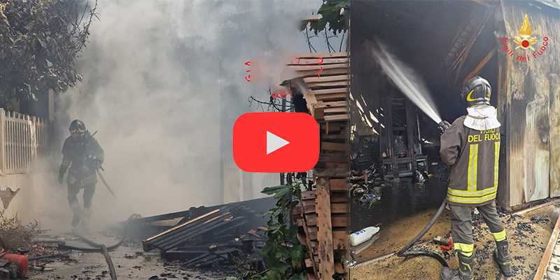 Incendio devasta capannone a Reggio Calabria intervento dei Vvf (Video)