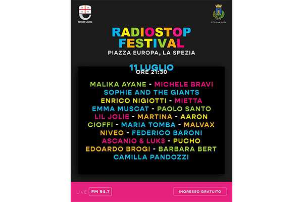 Torna Radiostop Festival,, l'evento musicale più atteso dell'estate dagli appassionati di musica pop. Prima tappa La Spezia.