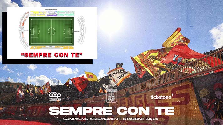 “SEMPRE CON TE” Abbonati ora stagione 2024/25 del Catanzaro Calcio e sostieni i GialloRossi!