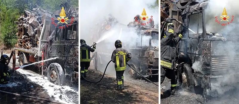 Incendio automezzo a Cardinale: Vvf intervengono sulla SP149