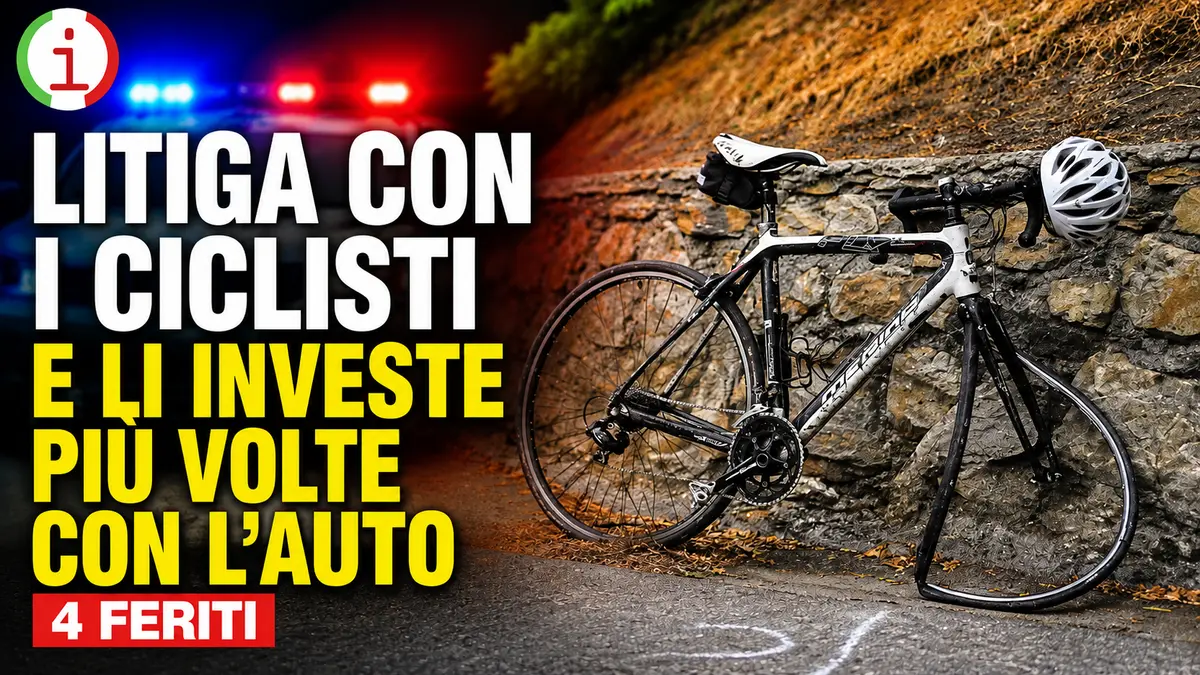 Auto contro un gruppo di ciclisti dopo una lite: quattro feriti, due sono gravi
