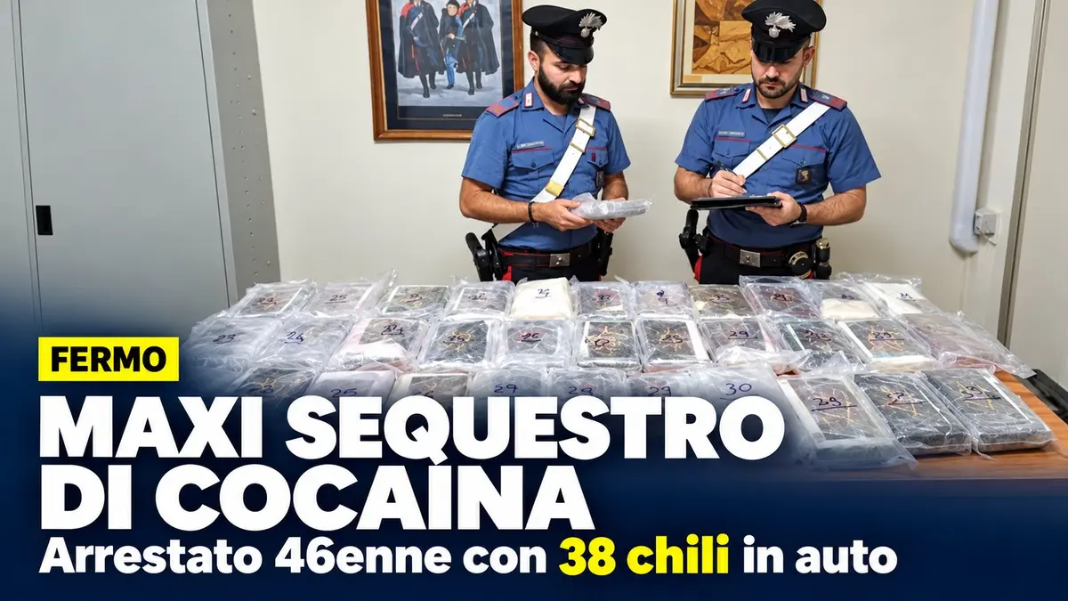 Fermo, maxi sequestro di cocaina: arrestato 46enne con 38 chili in auto