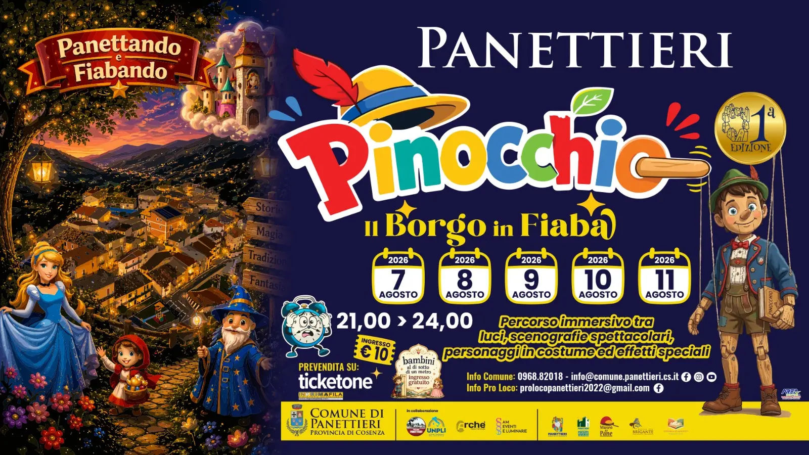 Panettieri (CS): insieme a Pinocchio con l'evento "Panettando e Fiabando", dal 7 all'11 agosto