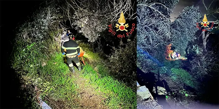 Soccorso a Nocera Terinese: uomo cade in una scarpata e viene salvato dai Vvf