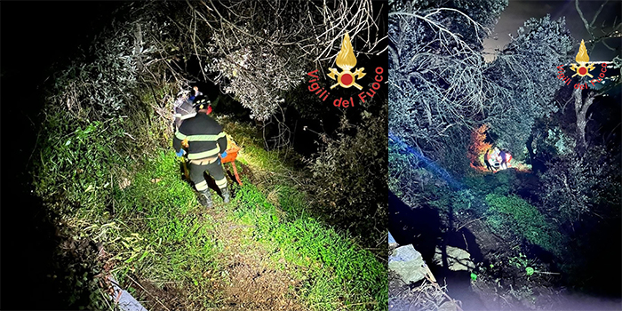 Soccorso a Nocera Terinese: uomo cade in una scarpata e viene salvato dai Vvf