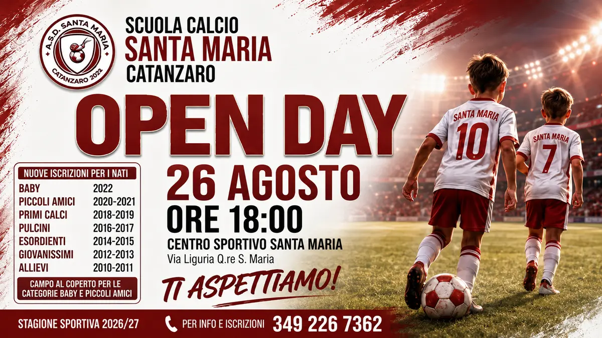 Scuola Calcio Santa Maria Catanzaro il 26 agosto torna l’Open Day