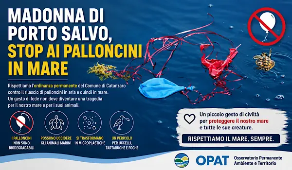 Catanzaro, Madonna di Porto Salvo, stop ai palloncini in mare