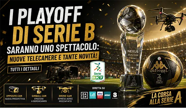 Playoff Serie B tra spettacolo e innovazione: droni, nuove telecamere e finale anche in chiaro