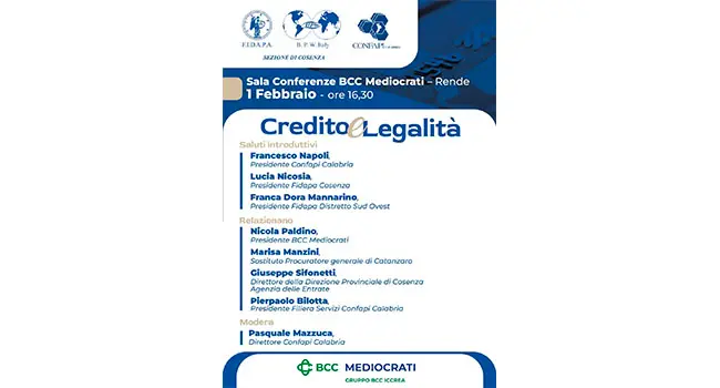 "Credito e legalità": il convegno promosso da Confapi Calabria e Fidapa Cosenza