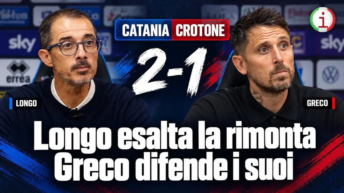 Catania Crotone 2-1 Longo esalta la reazione Greco difende la prova dei suoi. Video