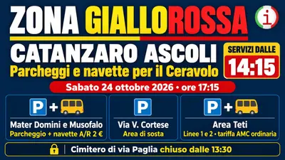 Zona Giallorossa per Catanzaro-Ascoli parcheggi e navette per raggiungere il Ceravolo