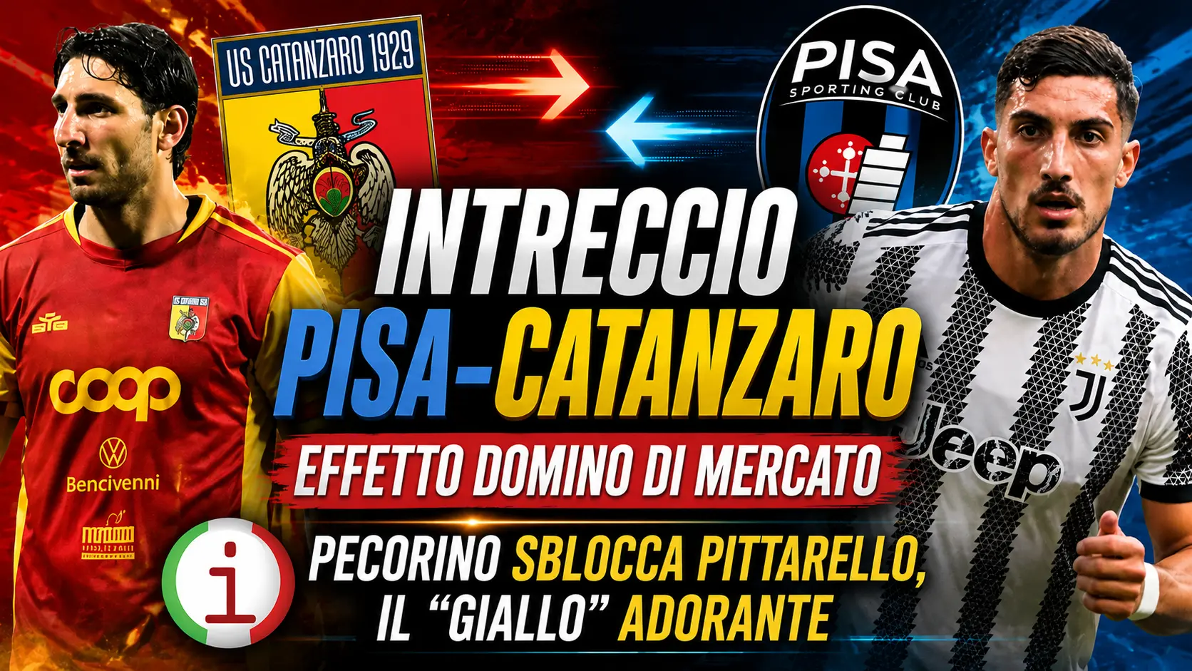 Calciomercato, intreccio Pisa Catanzaro: Pecorino può sbloccare Pittarello