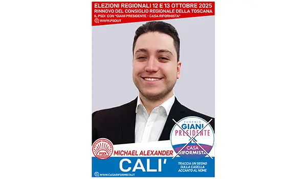 Michael Alexander Calì, lista "Giani Presidente, Casa Riformista"