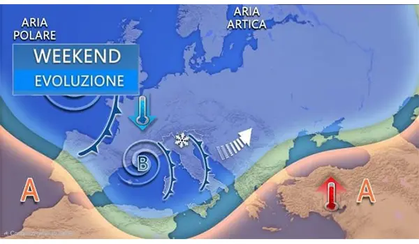 Meteo Italia: weekend di forte maltempo con piogge intense, vento e neve fino a bassa quota