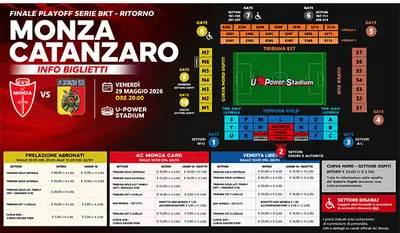 Monza Catanzaro finale playoff Serie B biglietti al via per il ritorno all’U Power Stadium