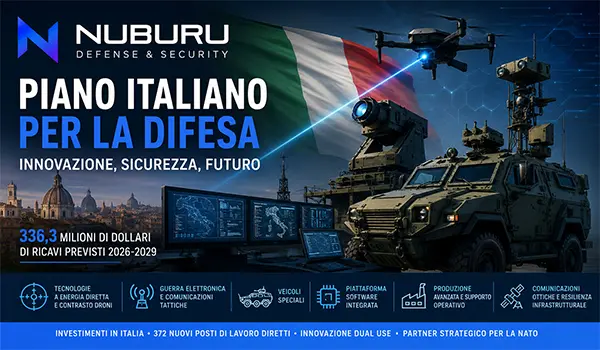 NUBURU punta sull’Italia: piano da 336 milioni di dollari per difesa, sicurezza e innovazione tecnologica