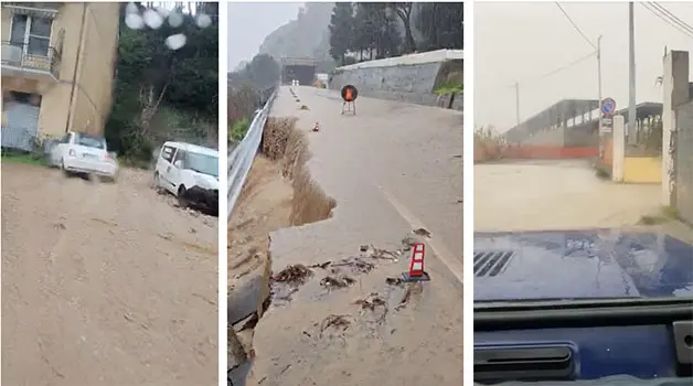 Maltempo a Catanzaro e provincia:(Aggiornsmento ) allagamenti, strade franate e auto intrappolate (Video)