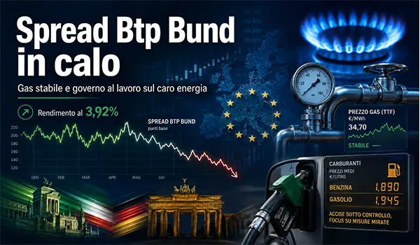 Spread Btp Bund in calo e gas stabile il quadro dei mercati tra rendimenti energia e caro carburanti