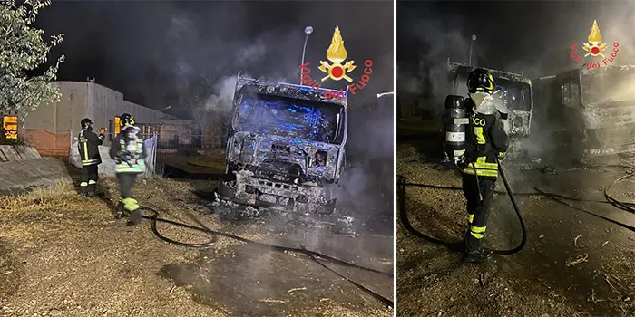 Reggio Calabria, incendio in via Ravagnese Superiore: distrutti due autocarri, uno danneggiato