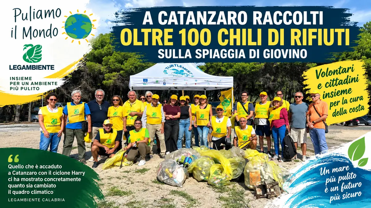Puliamo il Mondo a Catanzaro, oltre 100 chili di rifiuti raccolti sulla spiaggia di Giovino