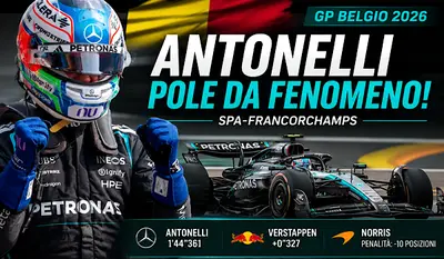 F1 GP Belgio 2026, Antonelli conquista una pole da fenomeno a Spa: Ferrari a caccia della rimonta