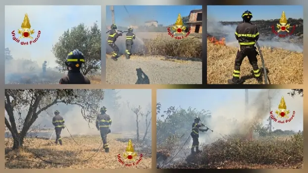 Emergenza incendi a Crotone: giornata senza tregua per i Vvf tra caldo torrido e vento
