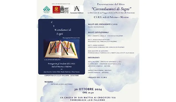 A Palermo la presentazione del libro “Circondiamoci di Sogni” a cura di Antonella Ballacchino. Un'idea della Direzione C.I.R.S. 