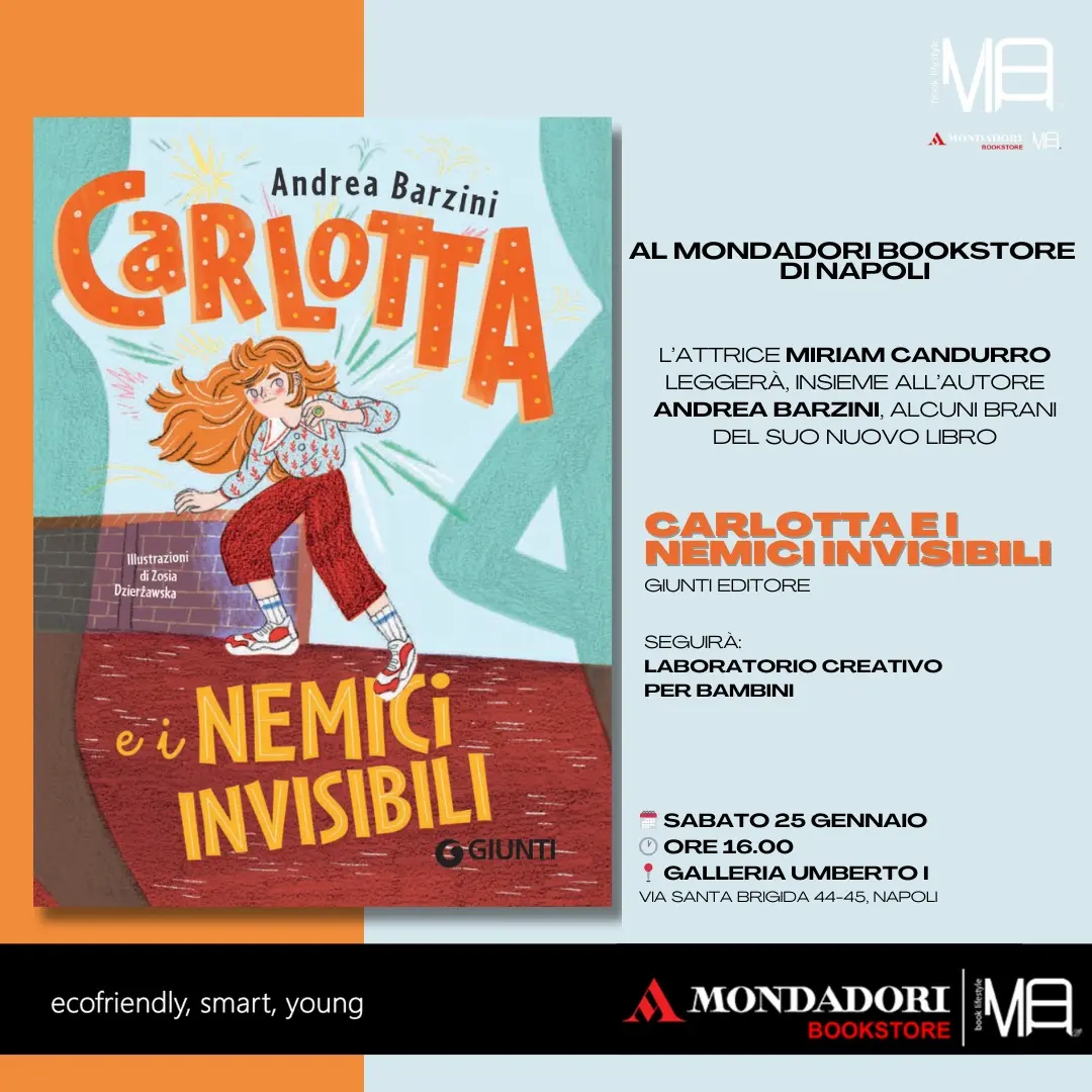 Al Mondadori Bookstore di Napoli verrà presentato il libro “Carlotta e i nemici invisibili”