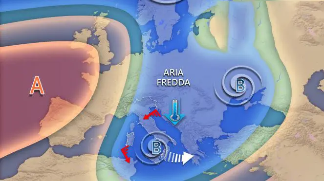 Meteo Pasqua 2026: ciclone freddo sull’Italia, pioggia, neve e vento forte fino a 100 km/h